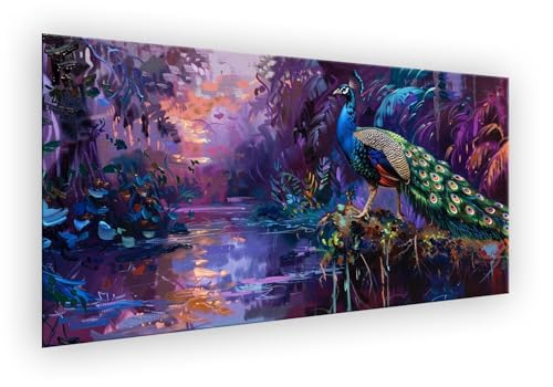 Malen Nach Zahlen Erwachsene Tier, Malen Nach Zahlen Pfau Paint by Numbers DIY Handgemalt Ölgemälde Kit Mit 3 - Pinseln und Acrylfarbe Knitterfreie Leinwand Kit Geschenk für Wanddeko 50x100cm XD-871 von Lixfagng