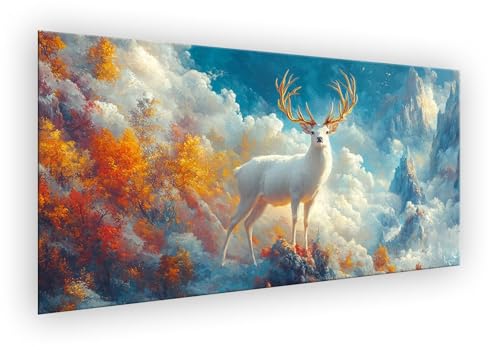 Malen Nach Zahlen Erwachsene Tier, Malen Nach Zahlen Wolke Paint by Numbers DIY Handgemalt Ölgemälde Kit Mit 3 - Pinseln und Acrylfarbe Knitterfreie Leinwand Kit Geschenk für Wanddeko 50x100cm XD-585 von Lixfagng
