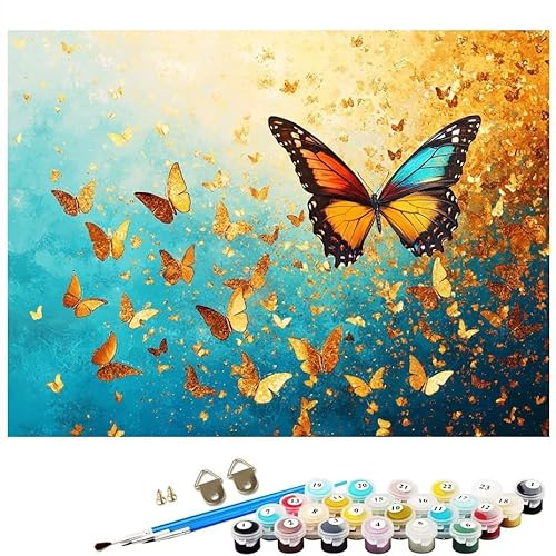 Malen Nach Zahlen Erwachsene Traum Schmetterling Malen Nach Zahlen DIY Paint by Numbers Kit für Anfänger und Erwachsene mit 3 Pinseln Acrylfarben,Deko Wohnzimmer Geschenk,Ohne Rahmen 30x40 cm L8-207 von Lixfagng