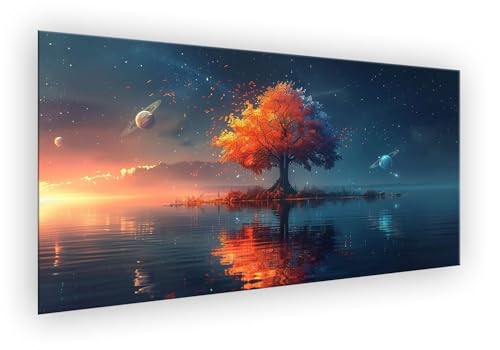 Malen Nach Zahlen Erwachsene Universum, Malen Nach Zahlen Baum Paint by Numbers DIY Handgemalt Ölgemälde Kit Mit Pinseln und Acrylfarbe Knitterfreie Leinwand Kit Geschenk für Wanddeko 50x100cm XD-417 von Lixfagng
