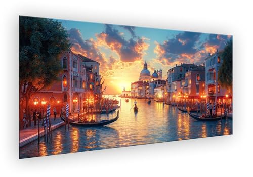 Malen Nach Zahlen Erwachsene Venedig, Malen Nach Zahlen Wasserstadt Paint by Numbers DIY Handgemalt Ölgemälde Mit Pinseln und Acrylfarbe Knitterfreie Leinwand Kit Geschenk für Wanddeko 70x140cm XD-209 von Lixfagng