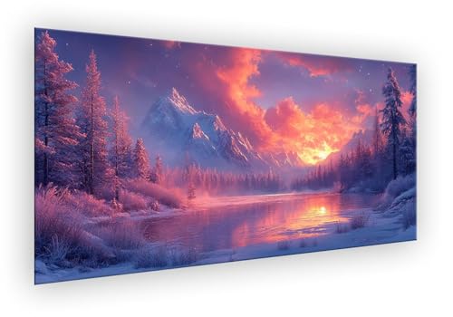 Malen Nach Zahlen Erwachsene Winter, Malen Nach Zahlen Sonnenuntergang Paint by Numbers DIY Handgemalt Ölgemälde Kit Mit Pinseln und Acrylfarbe Knitterfreie Leinwand Kit für Wanddeko 25x50cm XD-479 von Lixfagng