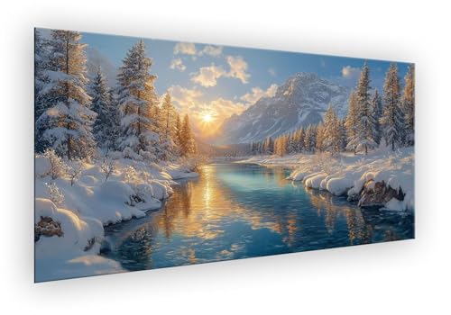 Malen Nach Zahlen Erwachsene Winter, Sonnenaufgang Malen Nach Zahlen DIY Paint by Numbers Handgemalt Ölgemälde Kit Mit 3 - Pinseln und Acrylfarbe knitterfreie leinwand Kit für Wanddeko 80x160cm XD-874 von Lixfagng