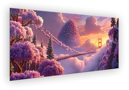 Malen Nach Zahlen Erwachsene Wolke, Malen Nach Zahlen Rote Brücke Paint by Numbers DIY Handgemalt Ölgemälde Kit Mit Pinseln und Acrylfarbe Knitterfreie Leinwand Kit Geschenk für Wanddeko 70x140cm XD-1 von Lixfagng