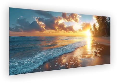 Strand Malen Nach Zahlen Erwachsene, Sonnenuntergang Malen Nach Zahlen 60x120cm Paint by Numbers DIY Handgemalt Ölgemälde Kit Mit Pinseln und Acrylfarbe Kit für Wanddeko Geschenke Ohne Rahmen XD-412 von Lixfagng