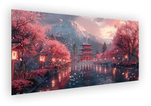 Turm Malen Nach Zahlen Erwachsene, Kirschblüten Malen Nach Zahlen 80x160cm Paint by Numbers DIY Handgemalt Ölgemälde Kit Mit Pinseln und Acrylfarbe Kit für Wanddeko Frauen Geschenke Ohne Rahmen XD-430 von Lixfagng