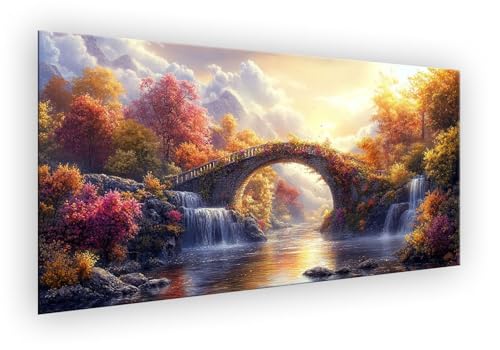 Wolke Malen Nach Zahlen Erwachsene, Brucke Malen Nach Zahlen, DIY Paint by Numbers Handgemalt Ölgemälde Kit Mit Pinseln und Acrylfarbe Knitterfreie Leinwand Kit für Wanddeko Ohne Rahmen 40x80cm XD-899 von Lixfagng