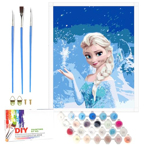 Lixkuokuo Eiskönigin Malen Nach Zahlen für Kinder ab 6 Jahre und Erwachsene Anfänger, Cartoon Eisa Prinzessin Painting mit Leinwand Pinseln Acrylfarben, 40x50cm Große DIY Gemälde Kit für Mädchen Lixkuokuo Eiskönigin Malen Nach Zahlen für Kinder ab 6 Jahre und Erwachsene Anfänger, Cartoon Eisa Prinzessin Painting mit Leinwand Pinseln Acrylfarben, 40x50cm Große DIY Gemälde Kit für Mädchen von Lixkuokuo