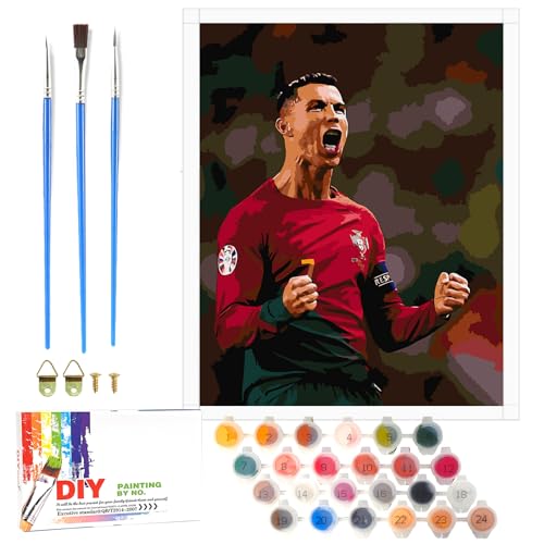 Lixkuokuo Fußball Malen Nach Zahlen für Erwachsene Anfänger und Kinder ab 6 Jahre, CR7 Fussball Painting mit Leinwand Pinseln Acrylfarben, 40x50cm Große DIY Gemälde Kit für Jungen Mädchen Geschenke Lixkuokuo Fußball Malen Nach Zahlen für Erwachsene Anfänger und Kinder ab 6 Jahre, CR7 Fussball Painting mit Leinwand Pinseln Acrylfarben, 40x50cm Große DIY Gemälde Kit für Jungen Mädchen Geschenke von Lixkuokuo