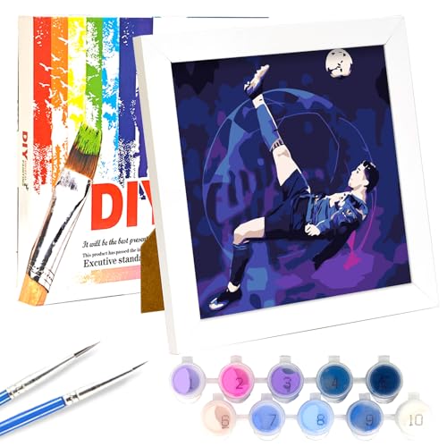 Lixkuokuo Fussball Malen Nach Zahlen mit Holzrahmen für Erwachsene Anfänger Kinder ab 6 Jahre, CR7 Fußball Painting mit Leinwand Pinseln Acrylfarben, 20x20cm Klein DIY Gemälde Kit für Jungen Mädchen Lixkuokuo Fussball Malen Nach Zahlen mit Holzrahmen für Erwachsene Anfänger Kinder ab 6 Jahre, CR7 Fußball Painting mit Leinwand Pinseln Acrylfarben, 20x20cm Klein DIY Gemälde Kit für Jungen Mädchen von Lixkuokuo