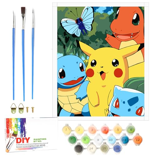 Lixkuokuo Malen Nach Zahlen für Kinder ab 6 Jahre, Junior und Erwachsene Anfänger, 40x50cm Große Cartoon Anime Painting Bastelset mit Leinwand Pinseln Acrylfarben, DIY Gemälde Kit für Jungen Mädchen von Lixkuokuo