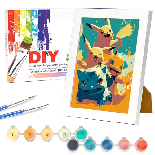 Lixkuokuo Malen Nach Zahlen mit Holzrahmen für Kinder ab 6 Jahre und Erwachsene Anfänger, 18x24cm Cartoon Anime Painting mit Leinwand Pinseln Acrylfarben, Kleine DIY Gemälde Kit für Jungen Mädchen Lixkuokuo Malen Nach Zahlen mit Holzrahmen für Kinder ab 6 Jahre und Erwachsene Anfänger, 18x24cm Cartoon Anime Painting mit Leinwand Pinseln Acrylfarben, Kleine DIY Gemälde Kit für Jungen Mädchen von Lixkuokuo