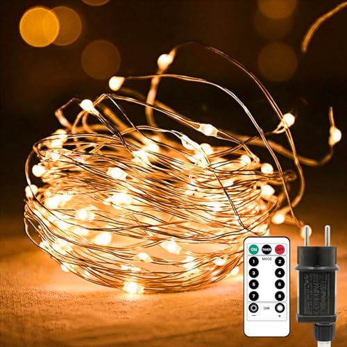 Liyade 10M LED Lichterkette aus Kupferdraht, 100LEDs Warmweiß Lichterkette mit Remote-Timer, Wasserdicht 8 Modi & 4 Helligkeitsstufen, Innen Außen Deko für Weihnachten Garten Party Hochzeit Liyade 10M LED Lichterkette aus Kupferdraht, 100LEDs Warmweiß Lichterkette mit Remote-Timer, Wasserdicht 8 Modi & 4 Helligkeitsstufen, Innen Außen Deko für Weihnachten Garten Party Hochzeit von Liyade