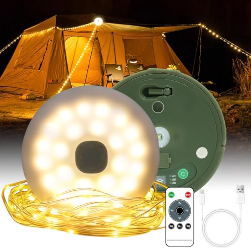 Liyade Camping Lichterkette Aufrollbar, 10M 3-in-1 Tragbare Wiederaufladbare Camping Lichterkette Außen mit USB, 9 Beleuchtungsmodi 100 LED Wasserdichte Campinglampe Taschenlampe Camping, Garten, Wand Liyade Camping Lichterkette Aufrollbar, 10M 3-in-1 Tragbare Wiederaufladbare Camping Lichterkette Außen mit USB, 9 Beleuchtungsmodi 100 LED Wasserdichte Campinglampe Taschenlampe Camping, Garten, Wand von Liyade