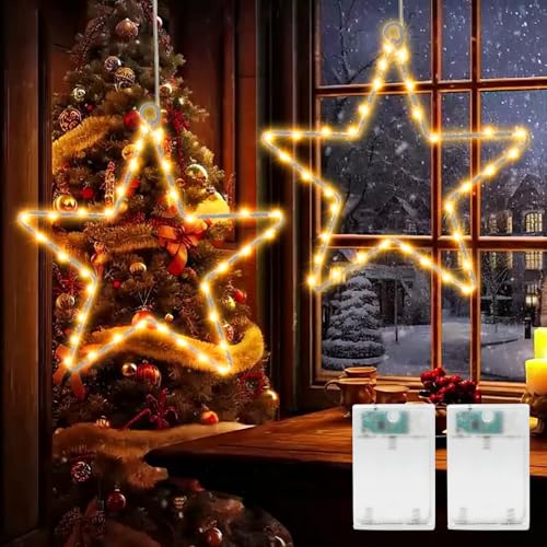Liyade LED Sterne Weihnachtsbeleuchtung, 2 Stück 35 LED Weihnachtsstern Fensterdeko Batteriebetrieben mit Timer, Fenster Lichterkette für Weihnachten Deko, Balkon, Party, Hochzeit Liyade LED Sterne Weihnachtsbeleuchtung, 2 Stück 35 LED Weihnachtsstern Fensterdeko Batteriebetrieben mit Timer, Fenster Lichterkette für Weihnachten Deko, Balkon, Party, Hochzeit von Liyade