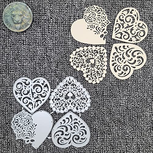 4 Stück/Set Herz-Metall-Stanzformen, Spitze, Blumen, Herzen, Liebhaber, Hochzeit, Stanzschablonen für DIY, Scrapbooking, Foto, dekorative Prägepapier-Stanzformen für Scrapbooking, Kartenherstellung von Liyijia