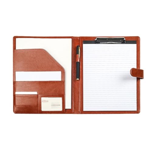 Lizhuzhuzs28 klemmbrettmappe A4-Ordner aus Leder mit Stifteinsatz, multifunktionaler Clip for Vertragsunterzeichnung, for Geschäftstreffen, Schreibblöcke Klemmbrett-Mappe(Bruin) von Lizhuzhuzs28