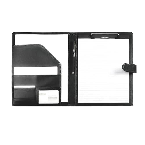Lizhuzhuzs28 klemmbrettmappe A4-Ordner aus Leder mit Stifteinsatz, multifunktionaler Clip for Vertragsunterzeichnung, for Geschäftstreffen, Schreibblöcke Klemmbrett-Mappe(Schwarz) von Lizhuzhuzs28