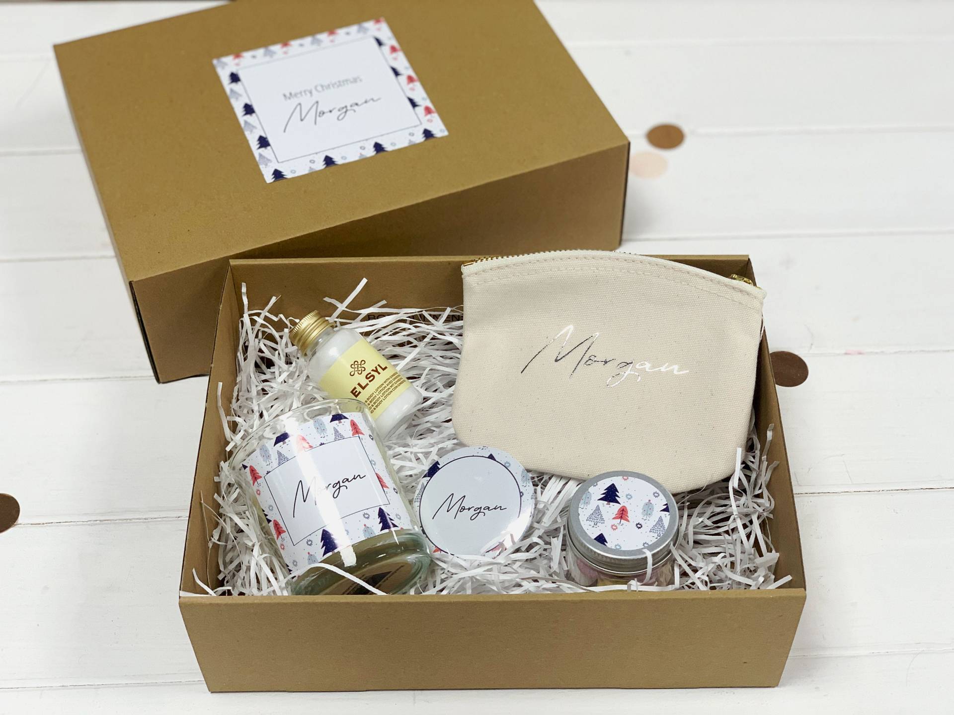 Personalisierte Weihnachtsgeschenkbox, Weihnachtsgeschenkset, Verwöhngeschenkbox, Personalisierte Spa-Box, Weihnachtsschönheitsgeschenkbox von LizzielaneBoutique