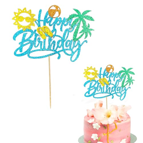 1 x Happy Birthday Tortenaufsatz, tropische hawaiianische Glitzer, Sonne, Palme, Hausschuhe, Kuchendekoration, Geburtstagsparty, Dekoration für Sommer, Obst, Babyparty, Kinder, Jungen, Mädchen 1 x Happy Birthday Tortenaufsatz, tropische hawaiianische Glitzer, Sonne, Palme, Hausschuhe, Kuchendekoration, Geburtstagsparty, Dekoration für Sommer, Obst, Babyparty, Kinder, Jungen, Mädchen von Ljaglui