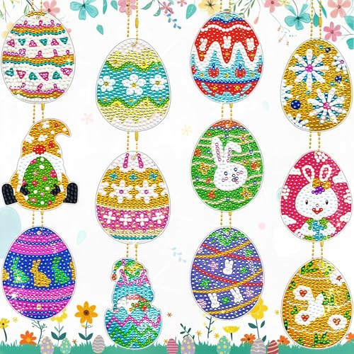 Diamond Painting Ostern Ostereier Schlüsselanhänger,12 Stück Diamond Painting Kinder Anhänger Set Deko Frühling,5D Diamant Malerei Frühjahr DIY Basteln Osterdekoration (Ostern Frühling Dekorationen) Diamond Painting Ostern Ostereier Schlüsselanhänger,12 Stück Diamond Painting Kinder Anhänger Set Deko Frühling,5D Diamant Malerei Frühjahr DIY Basteln Osterdekoration (Ostern Frühling Dekorationen) von Ljevandria