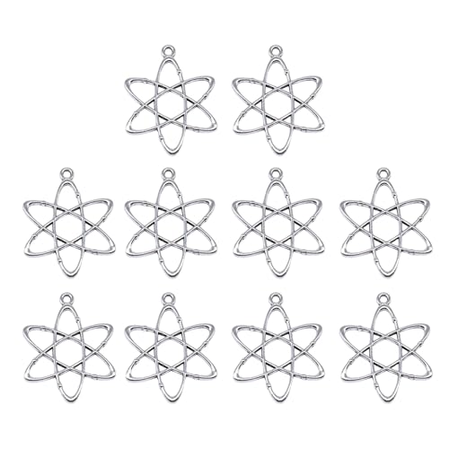 Ljmyy 10 Stück Physik Chemie Atome Struktur Anhänger Schmuck Erkenntnisse für Wissenschaft Enthusiasten und pädagogische Zwecke Atomstruktur Anhänger von Ljmyy