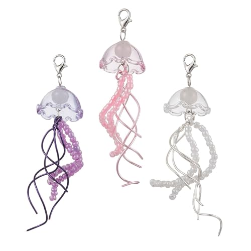 Ljmyy 3 Stück handgefertigte, stabile Glasperlen Quallen Windspiel Schlüsselanhänger Ornament Zubehör für einzigartige und künstlerische Stile Perlen-Schlüsselanhänger Ljmyy 3 Stück handgefertigte, stabile Glasperlen Quallen Windspiel Schlüsselanhänger Ornament Zubehör für einzigartige und künstlerische Stile Perlen-Schlüsselanhänger von Ljmyy