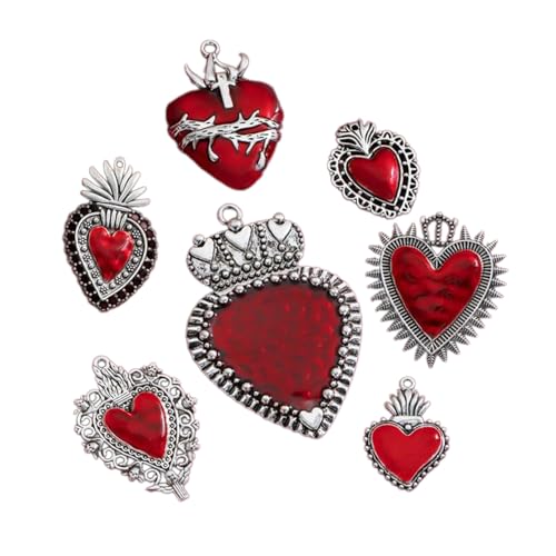 Ljmyy 7 Stück Vintage-Herz-Anhänger, Metall, Herzanhänger, Gothic-Schmuck, Zubehör für Halsketten, Armbänder, Ohrringe, Anhänger Ljmyy 7 Stück Vintage-Herz-Anhänger, Metall, Herzanhänger, Gothic-Schmuck, Zubehör für Halsketten, Armbänder, Ohrringe, Anhänger von Ljmyy