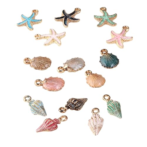 Ljmyy Bunter Anhänger aus Legierung, Muschel, Seestern-Anhänger für Armbänder, Halsketten, Schlüsselanhänger, handgefertigt, Schmuckherstellungszubehör Ljmyy Bunter Anhänger aus Legierung, Muschel, Seestern-Anhänger für Armbänder, Halsketten, Schlüsselanhänger, handgefertigt, Schmuckherstellungszubehör von Ljmyy