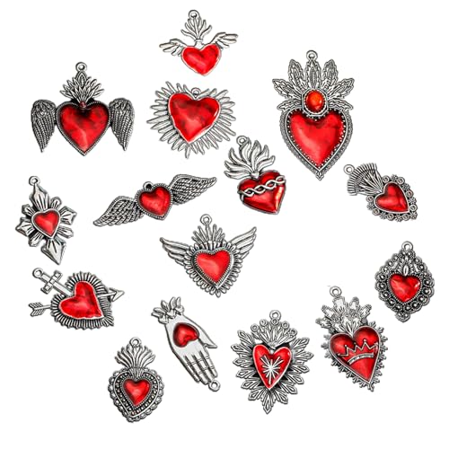 Ljmyy Herz-Anhänger, Legierung, Herzverzierungen, Gothic-Herz-Zubehör für Armband, Schmuck, Liebesanhänger, 15 Stück Ljmyy Herz-Anhänger, Legierung, Herzverzierungen, Gothic-Herz-Zubehör für Armband, Schmuck, Liebesanhänger, 15 Stück von Ljmyy