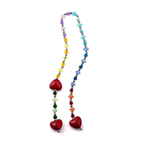 Ljmyy Lebendiger herzförmiger Perlen-Schlüsselanhänger mit Regenbogen-Edelsteinen, Akzent für Handtaschen, Rucksäcke und Taschen, Harz-Charm-Perlen-Halskette Ljmyy Lebendiger herzförmiger Perlen-Schlüsselanhänger mit Regenbogen-Edelsteinen, Akzent für Handtaschen, Rucksäcke und Taschen, Harz-Charm-Perlen-Halskette von Ljmyy