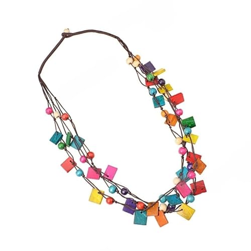 Ljmyy Mehrschichtige, bunte unregelmäßige Anhänger-Halskette, afrikanischer Stil, Holzperlen, Schmuckzubehör für Damen, Freizeitkleidung, Perlenkette Ljmyy Mehrschichtige, bunte unregelmäßige Anhänger-Halskette, afrikanischer Stil, Holzperlen, Schmuckzubehör für Damen, Freizeitkleidung, Perlenkette von Ljmyy