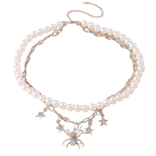 Ljmyy Mehrschichtige Choker-Kette, Doppelperlen-Halskette, Schmuck, Fledermaus-Stern-Anhänger, Choker-Perlen-Gliederkette, Halskette Ljmyy Mehrschichtige Choker-Kette, Doppelperlen-Halskette, Schmuck, Fledermaus-Stern-Anhänger, Choker-Perlen-Gliederkette, Halskette von Ljmyy