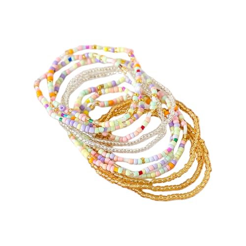 Ljmyy Modisches, handgefertigtes mehrschichtiges Glasperlen-Armband-Set mit bunten Kunstkristalldesigns für modebewusste Frauen, mehrschichtiges Armband Ljmyy Modisches, handgefertigtes mehrschichtiges Glasperlen-Armband-Set mit bunten Kunstkristalldesigns für modebewusste Frauen, mehrschichtiges Armband von Ljmyy