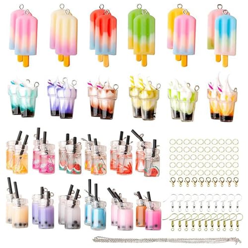 Ljmyy Schmuckkomponenten Milchtee- und Eiscreme-Anhänger-Set, Schmuckherstellung, handgefertigtes Zubehör für Frauen und Mädchen Ljmyy Schmuckkomponenten Milchtee- und Eiscreme-Anhänger-Set, Schmuckherstellung, handgefertigtes Zubehör für Frauen und Mädchen von Ljmyy