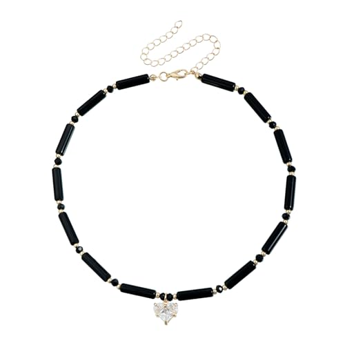 Ljmyy Verstellbare Glasperlen-Zirkon-Schlüsselbein-Halskette mit Herz-Designs für Frauen, Modeschmuck-Ideen, Perlen-Halskette Ljmyy Verstellbare Glasperlen-Zirkon-Schlüsselbein-Halskette mit Herz-Designs für Frauen, Modeschmuck-Ideen, Perlen-Halskette von Ljmyy