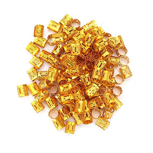 Haaregeflecht Perlen Ringe Manschettenhaar Schönheit Dekoration Werkzeug für Perückenzubehör 100pcs (Gold) von LjwZekyrnt
