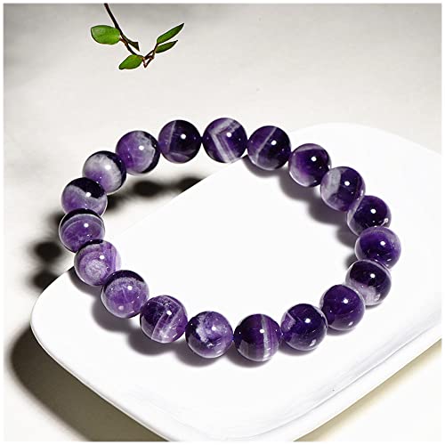 Lllunimon Natürliche Amethyst Perlen Armband, stilvolle Dehnbare Single Circle Naturstein Armband, ideale Schmuck Geschenk,10mm(about19beads) von Lllunimon