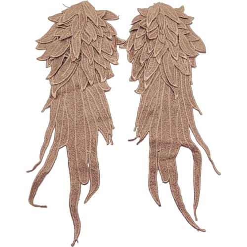 Lmlliang 1 Paar Kaffee-Stickerei Engelsflügel-Applikation zum Nähen von Blumen-Kragen, Flügel-Form, Besatz für Kleid, Kleidung, Zubehör von Lmlliang