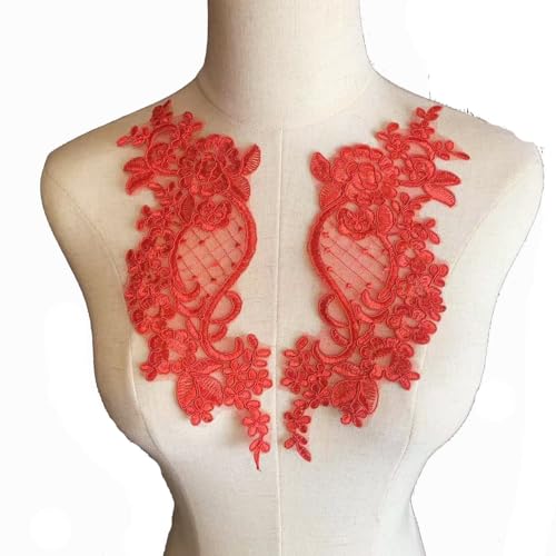 Lmlliang 1 Paar Spitzenapplikationen mit Blumenapplikation, bestickt, Blumenmotiv, Spitzenbesatz für DIY-Kleidung, Hochzeitskleider, Handwerk und Dekorationen, Rot Lmlliang 1 Paar Spitzenapplikationen mit Blumenapplikation, bestickt, Blumenmotiv, Spitzenbesatz für DIY-Kleidung, Hochzeitskleider, Handwerk und Dekorationen, Rot von Lmlliang