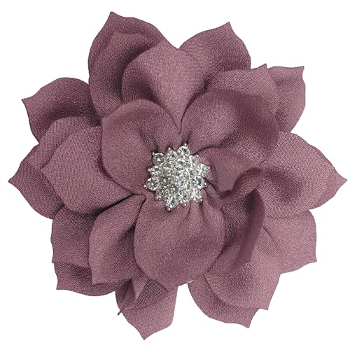 Lmlliang 10 Stück Kamel 7,6 cm Chiffon Strass flache Rückseite Rüschen Stoff Blume für DIY Handarbeit Herstellung Stirnbänder Blumen Handwerk Party Dekoration Nähen Applikation von Lmlliang