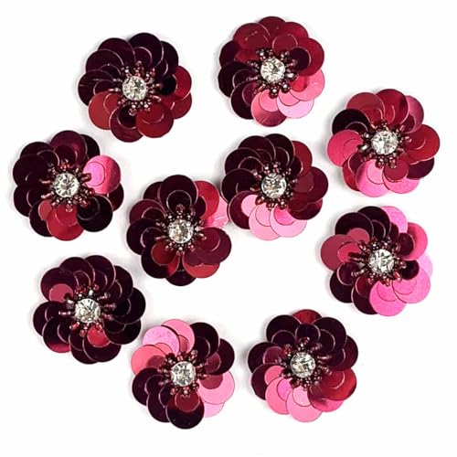 Lmlliang 10 x Weinrote Pailletten-Applikationen, 3 cm, Mini-Kristall-Pailletten, zum Aufnähen, für selbstgemachte Hochzeitskleider, Schuhe, Haar-Accessoires und Kleidungsdekoration Lmlliang 10 x Weinrote Pailletten-Applikationen, 3 cm, Mini-Kristall-Pailletten, zum Aufnähen, für selbstgemachte Hochzeitskleider, Schuhe, Haar-Accessoires und Kleidungsdekoration von Lmlliang