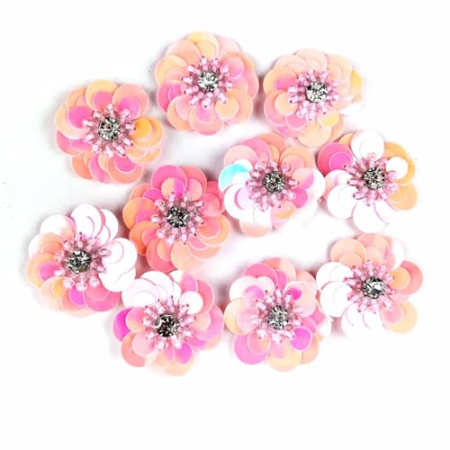 Lmlliang 10 x rosa Pailletten-Applikationen, 3 cm, Mini-Kristall-Pailletten, zum Aufnähen von Hochzeitskleidern, Schuhen, Haar-Accessoires und Kleidungsdekorationen Lmlliang 10 x rosa Pailletten-Applikationen, 3 cm, Mini-Kristall-Pailletten, zum Aufnähen von Hochzeitskleidern, Schuhen, Haar-Accessoires und Kleidungsdekorationen von Lmlliang