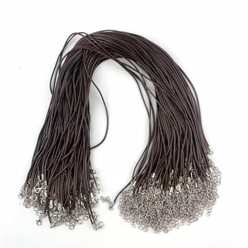 Lmlliang 100 Stück gewachste Baumwoll-Halskettenschnüre mit Karabinerverschlüssen, 50 cm lang, 1,5 mm lange Halskettenketten für DIY-Schmuck, Anhänger und Bastelprojekte, Braun Lmlliang 100 Stück gewachste Baumwoll-Halskettenschnüre mit Karabinerverschlüssen, 50 cm lang, 1,5 mm lange Halskettenketten für DIY-Schmuck, Anhänger und Bastelprojekte, Braun von Lmlliang