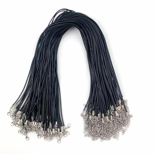Lmlliang 100 Stück gewachste Baumwoll-Halskettenschnüre mit Karabinerverschlüssen, 50 cm lang, 1,5 mm lange Halskettenketten für DIY-Schmuck, Anhänger und Bastelprojekte, schwarze Kordel Lmlliang 100 Stück gewachste Baumwoll-Halskettenschnüre mit Karabinerverschlüssen, 50 cm lang, 1,5 mm lange Halskettenketten für DIY-Schmuck, Anhänger und Bastelprojekte, schwarze Kordel von Lmlliang