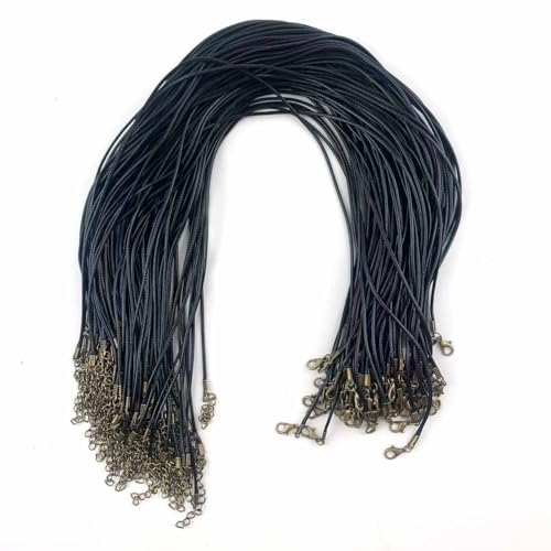 Lmlliang 100 Stück gewachste Baumwoll-Halskettenschnüre mit Karabinerverschlüssen, 50 cm lang, 1,5 mm lange Halskettenketten für DIY-Schmuck, Anhänger und Bastelprojekte, schwarze Kordel Lmlliang 100 Stück gewachste Baumwoll-Halskettenschnüre mit Karabinerverschlüssen, 50 cm lang, 1,5 mm lange Halskettenketten für DIY-Schmuck, Anhänger und Bastelprojekte, schwarze Kordel von Lmlliang