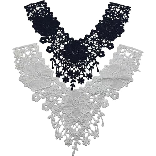 Lmlliang 2 x bestickte, wasserlösliche Spitzenkragen, Blume, Spitze, Nähapplikation, Ausschnitt-Applikation, DIY, Handwerk, Halsausschnitt, Nähzubehör, Weiß / Schwarz / C Lmlliang 2 x bestickte, wasserlösliche Spitzenkragen, Blume, Spitze, Nähapplikation, Ausschnitt-Applikation, DIY, Handwerk, Halsausschnitt, Nähzubehör, Weiß / Schwarz / C von Lmlliang