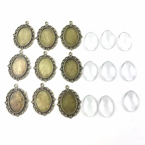 Lmlliang 20 Sets ovale Anhängertabletts aus antiker Bronze mit 20 Glas-Cabochons, Lünettenrohlinge für DIY-Schmuckherstellung, Gedenkfoto-Anhänger, Bastelbedarf, 25 x 18 mm Lmlliang 20 Sets ovale Anhängertabletts aus antiker Bronze mit 20 Glas-Cabochons, Lünettenrohlinge für DIY-Schmuckherstellung, Gedenkfoto-Anhänger, Bastelbedarf, 25 x 18 mm von Lmlliang
