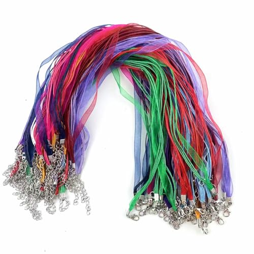 Lmlliang 50 Stück gewachste Organzabänder in verschiedenen Farben, 50 cm, Halskettenschnüre mit Verschlüssen für DIY-Schmuckherstellung, Anhänger und Bastelprojekte Lmlliang 50 Stück gewachste Organzabänder in verschiedenen Farben, 50 cm, Halskettenschnüre mit Verschlüssen für DIY-Schmuckherstellung, Anhänger und Bastelprojekte von Lmlliang
