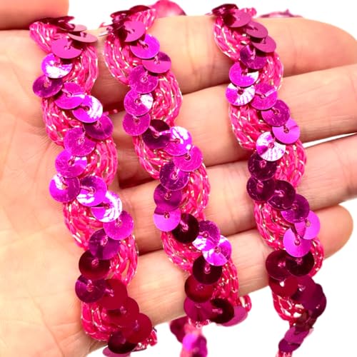 Lmlliang Elastisches Paillettenband, 4,5 m, glitzernd, metallisch, dehnbar, flache Pailletten, für Bastelarbeiten, Nähen, Kleiderstoff, Nähen, Bastelbedarf (Rose) von Lmlliang